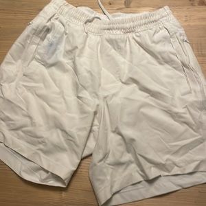 Birddogs White Lined Athletic Shorts with Blue Mark over Right Pocket